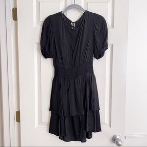 Smocked waist mini dress with open back